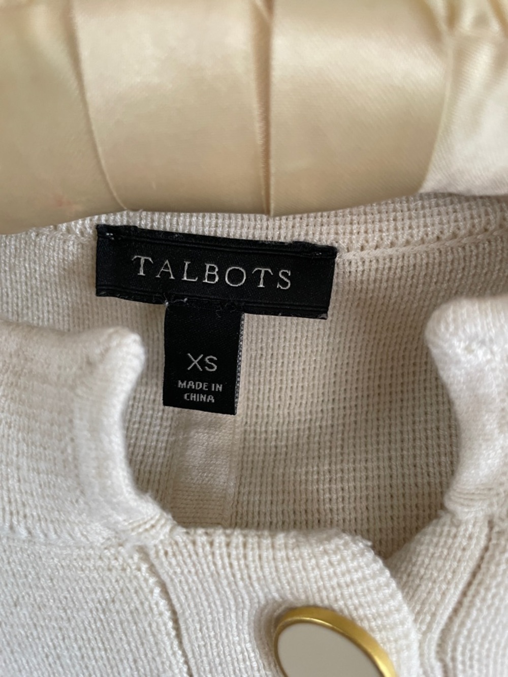 Talbots Cream Knit Button-Front Cardigan - Picture 2 of 8
